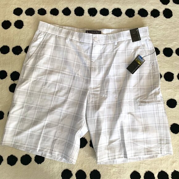 Pebble Beach Performance Plaid Check Flat Front Golf Shorts New - Picture 1 of 11